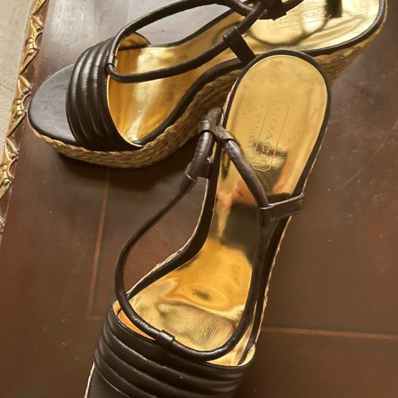 New Coach Wedge Sandle Black with Ankle strap, very Elegant - Picture 6 of 12